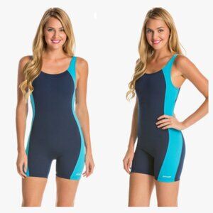 Waterpro Women's Blue and Teal One Piece Swimsuit